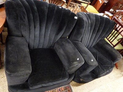 Lot 246 - Pair of retro shell back armchairs