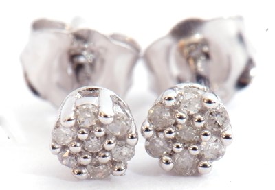 Lot 211 - Pair of small diamond stud earrings, a...