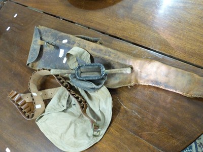 Lot 261 - Mixed Lot: Cartridge belt leather gun slip and...