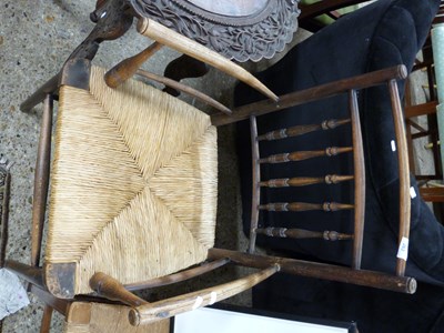 Lot 263 - Rush seated spindle back Sussex style Carver...