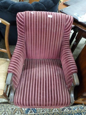 Lot 265 - Edwardian red upholstered armchair