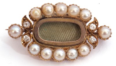 Lot 214 - Victorian seed pearl and diamond mourning...