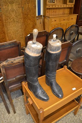 Lot 227 - Pair of vintage leather riding boots with...