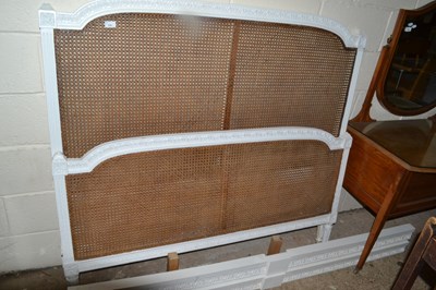 Lot 330 - White painted hardwood and cane bed frame,...