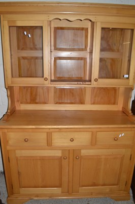 Lot 316 - Modern light wood kitchen dresser with glazed...