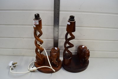Lot 182 - PAIR OF HARDWOOD TABLE LAMP BASES WITH...