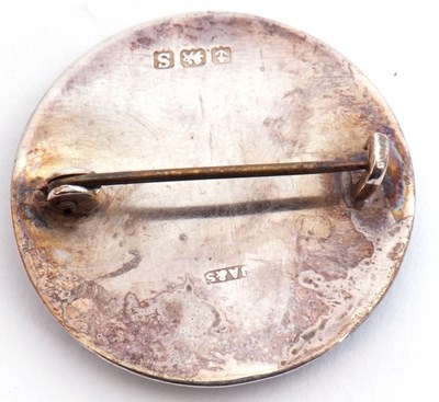 Lot 228 - Antique silver and enamel brooch of circular...