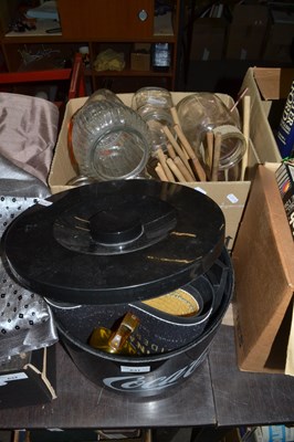 Lot 631 - Box of various kitchen storage jars and a...