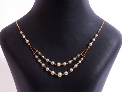 Lot 234 - Modern double row simulated pearl necklace, a...