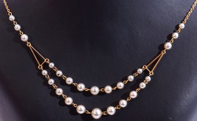 Lot 234 - Modern double row simulated pearl necklace, a...