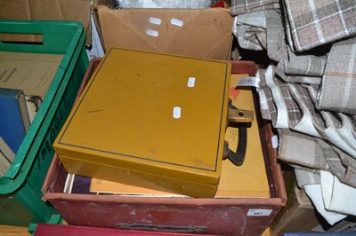 Lot 687 - One box of various records, decanter and...