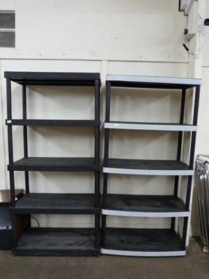 Lot 700 - Two black plastic shelf units