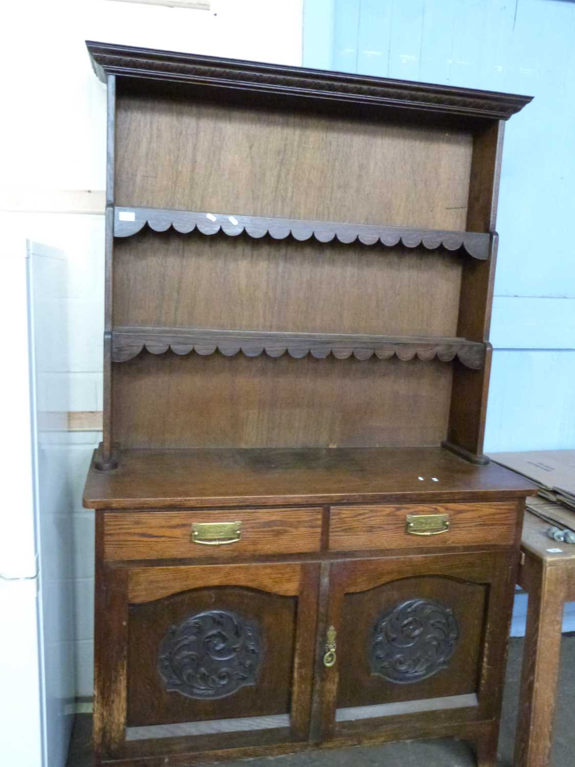 Lot 751 - Late 19th/early 20th Century oak dresser with...