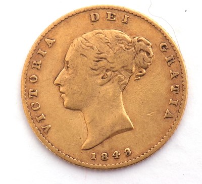 Lot 246 - Victorian half sovereign, dated 1848, young...