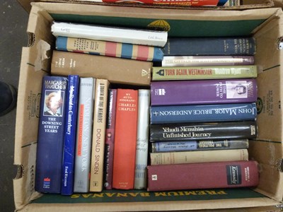 Lot 828 - One box of mixed books to include political...