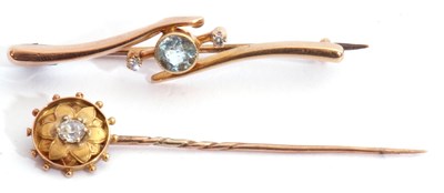 Lot 258 - Mixed Lot: antique gold and diamond tie pin, a...