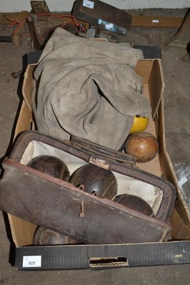 Lot 925 - Box of lawn bowls and others