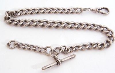 Lot 278 - Silver watch chain of graduated curb link...
