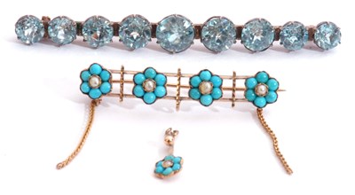 Lot 280 - Mixed Lot: turquoise and seed pearl brooch,...