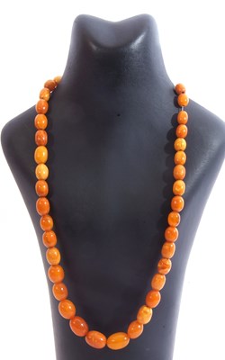 Lot 281 - Butterscotch coloured amber bead necklace, a...