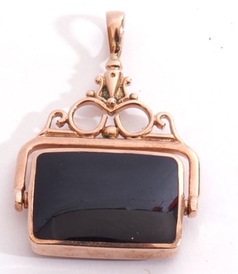 Lot 282 - 9ct gold swivel fob, the rectangular onyx and...