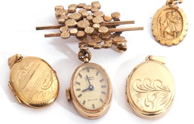 Lot 285 - Mixed Lot: two rolled gold lockets with a...