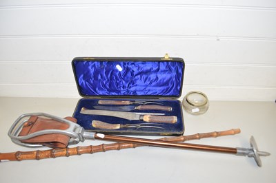 Lot 43 - Mixed Lot: Cased carving set, shooting stick,...