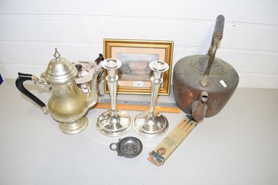Lot 47 - Mixed Lot: Copper kettle, various silver...