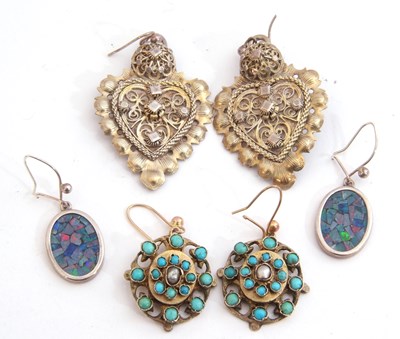 Lot 295 - Mixed Lot: vintage turquoise cluster earrings,...