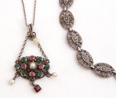 Lot 302 - Mixed Lot: Austro-Hungarian pendant necklace,...