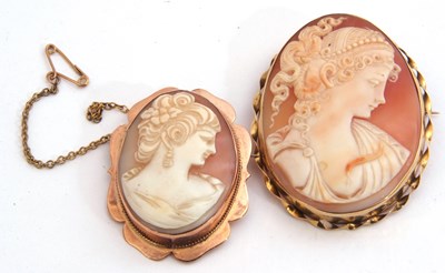 Lot 303 - Mixed Lot: two carved shell cameo brooches of...