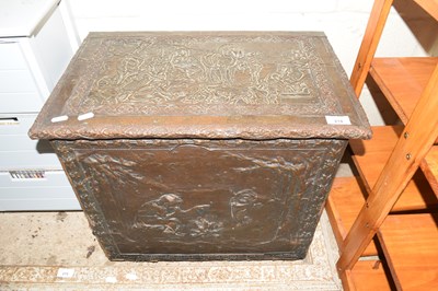 Lot 214 - Brass mounted log box