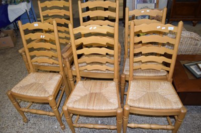 Lot 246 - Set of six modern ladder back dining chairs