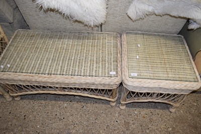 Lot 247 - Two wicker glass top coffee tables
