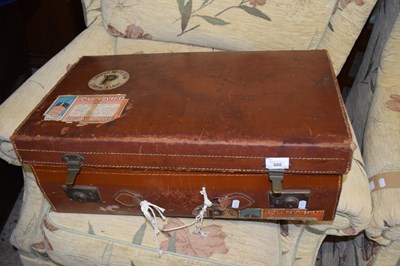 Lot 300 - Leather suitcase bearing Cunard White Star...