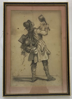 Lot 52 - pencil sketch heightnened in white, of a male...