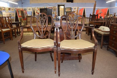 Lot 576 - Pair of Georgian style mahogany armchairs with...