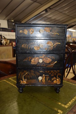 Lot 588 - Victorian black lacquered and chinoiseri...