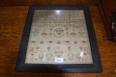 Lot 627 - 19th Century needlework sampler decorated with...