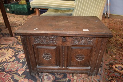 Lot 635 - Small 18th Century oak coffer with two...
