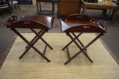 Lot 647 - Pair of 20th Century hardwood butlers trays...