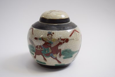 Lot 310 - Japanese crackle ware jar and cover decorated...