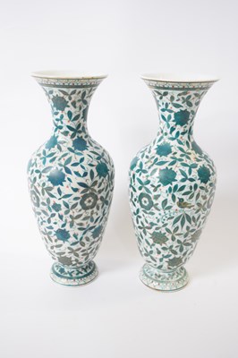 Lot 320 - Pair of continental porcelain vases decorated...