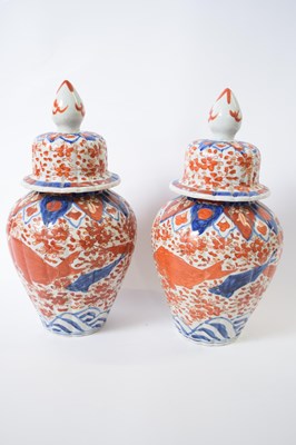 Lot 322 - Pair of Japanese porcelain vases and large...
