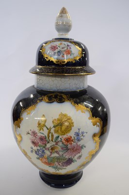 Lot 342 - Very large Dresden vase and cover, the blue...
