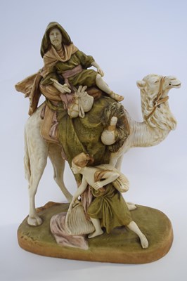 Lot 343 - Large Royal Dux group of an  Arab on a camel...