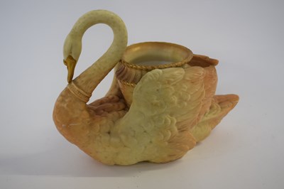 Lot 346 - Royal Worcester flower holder shaped as a swan,...