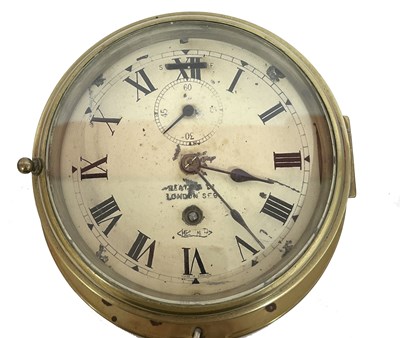 Lot 357 - Ships clock in brass case with second dial and...