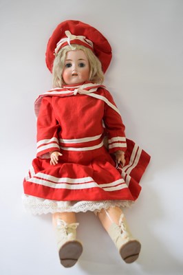 Lot 372 - German bisque headed doll in original clothing