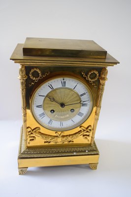 Lot 397 - Large early 20th Century brass mantel clock,...